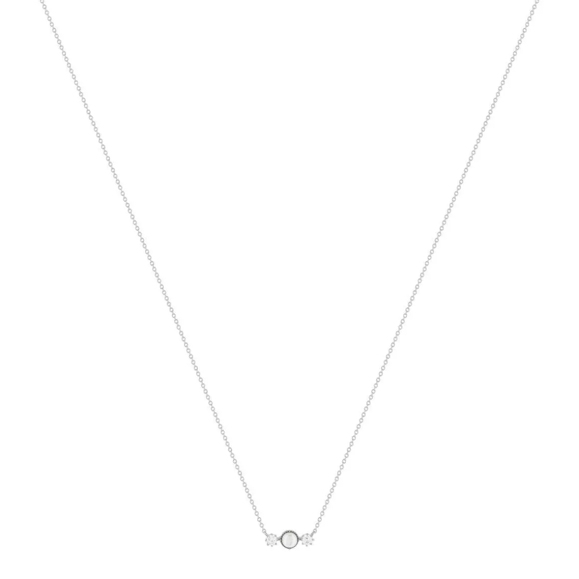 Collier argent 925 perles de Chine et zirconias 45cm