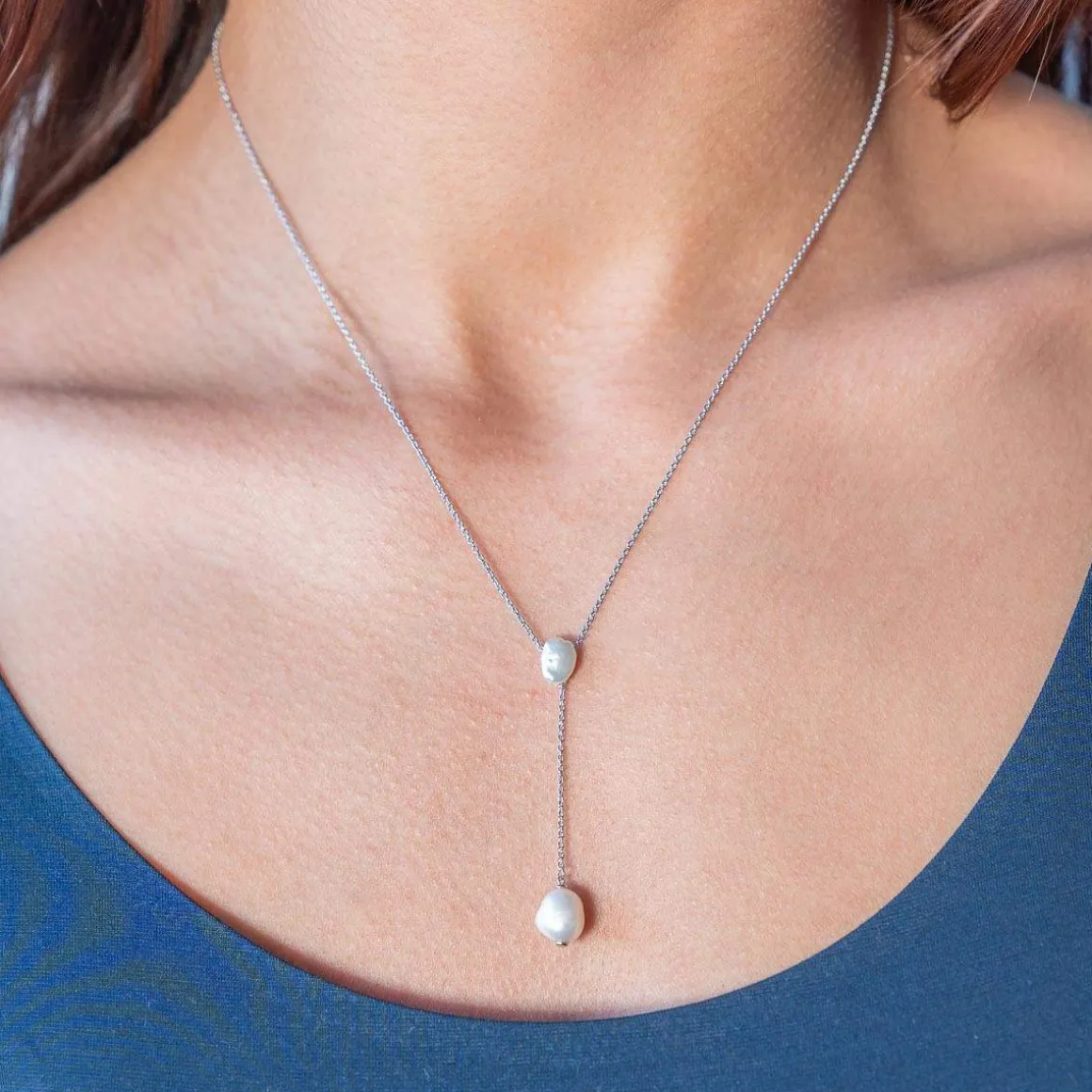 Collier argent 925 perles de Chine 45cm