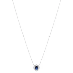 Collier argent 925 pierre bleue et zirconias 45 cm