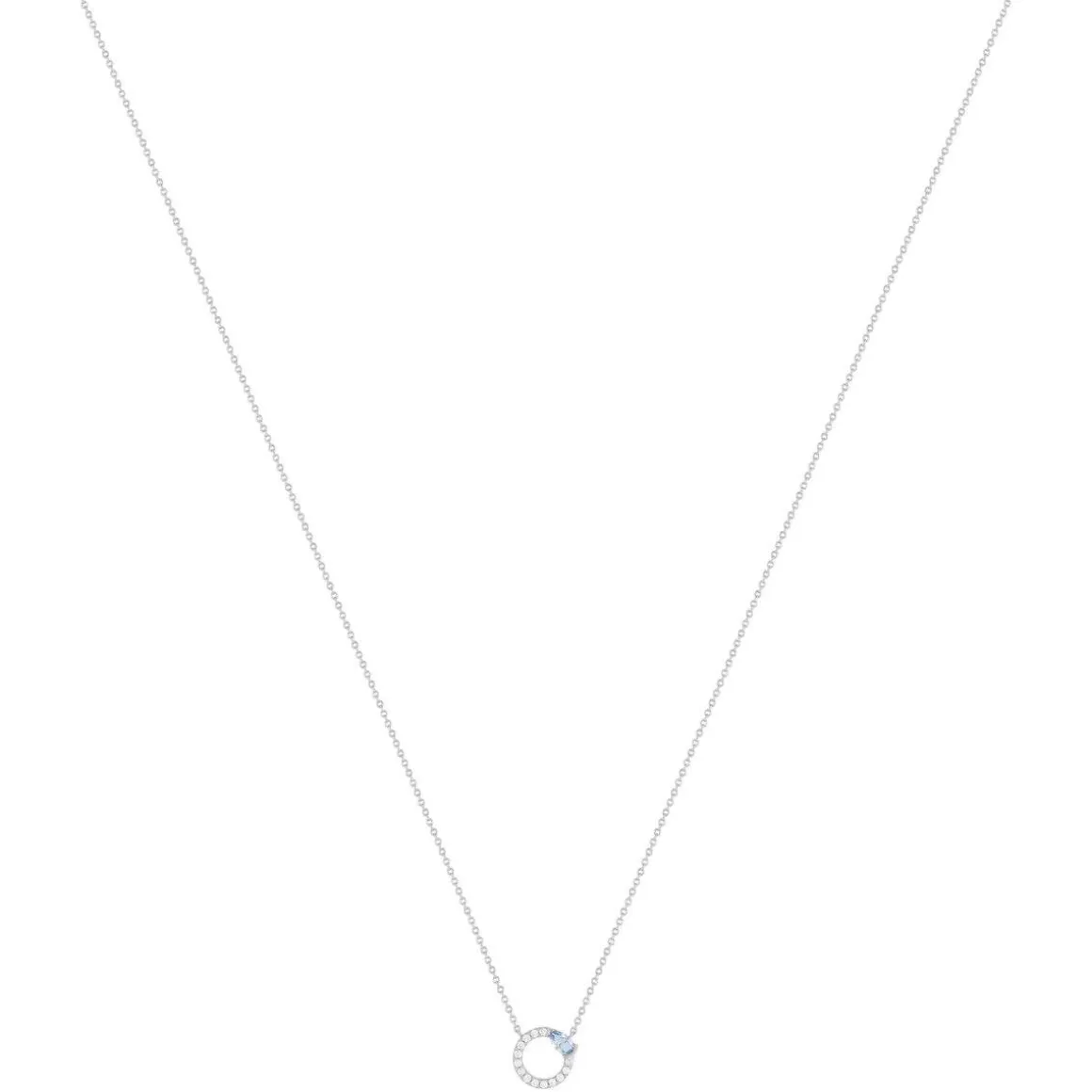 Collier argent 925 pierre imitation bleue et zirconias 45 cm