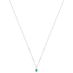 Collier argent 925 pierre imitation verte et zirconias 45 cm
