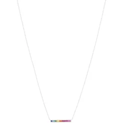 Collier argent 925 pierres synthétiques multicolores 45cm
