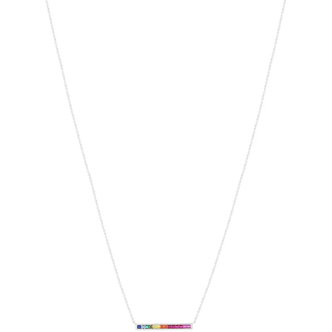 Collier argent 925 pierres synthétiques multicolores 45cm