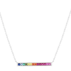 Collier argent 925 pierres synthétiques multicolores 45cm