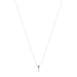 Collier argent 925 pierres synthétiques bleues et zirconias 45 cm