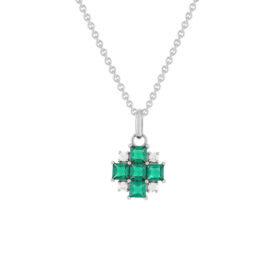 Collier argent 925 pierres synthétiques et zirconias 45cm