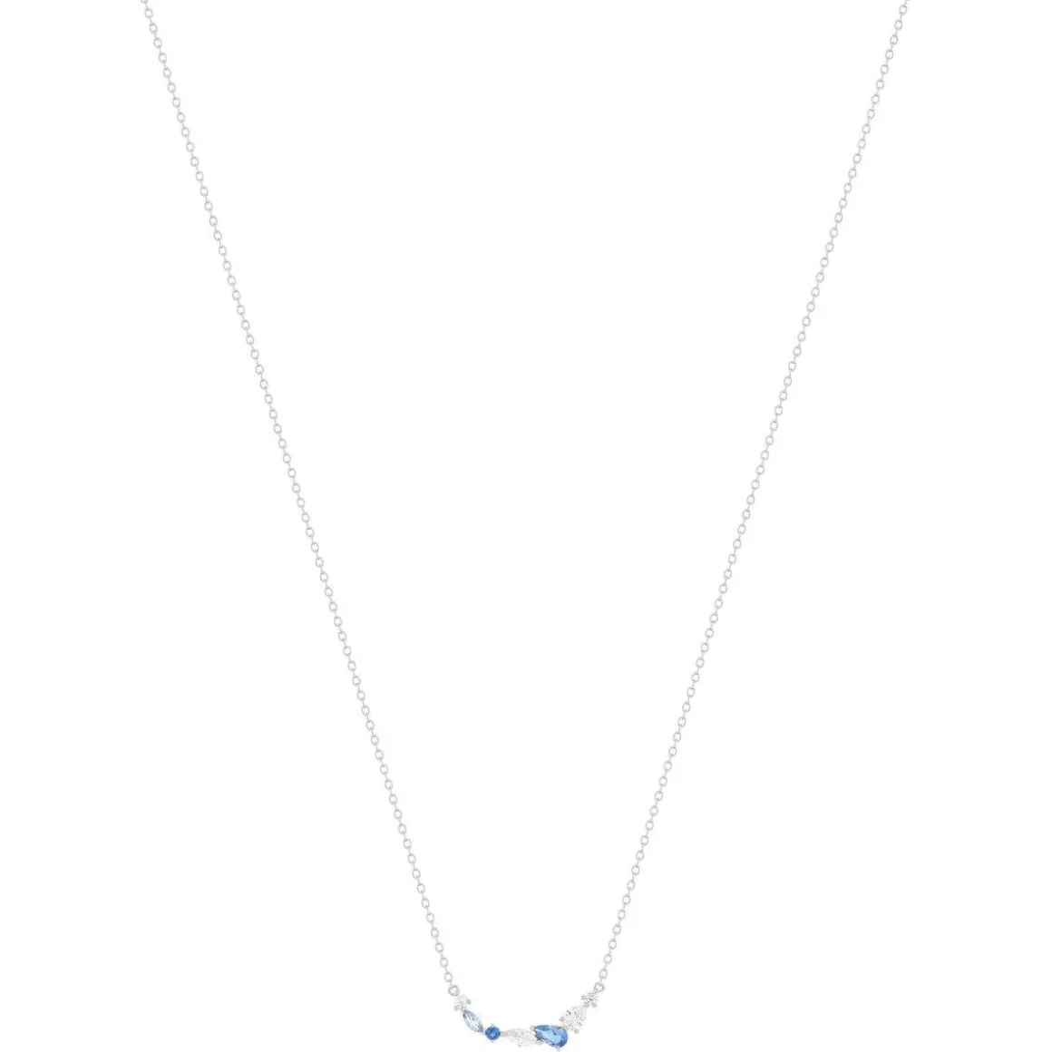 Collier argent 925 pierres synthétiques bleues 45 cm