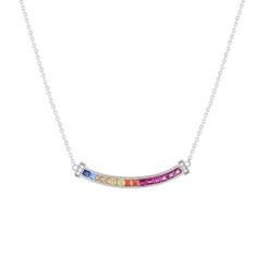 Collier argent 925 pierres synthétiques multicolores et zirconias 45cm