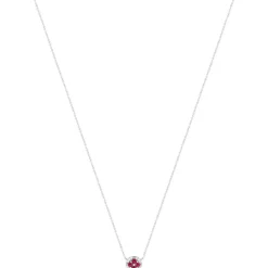 Collier argent 925 pierres synthétiques rouges et zirconias 45cm