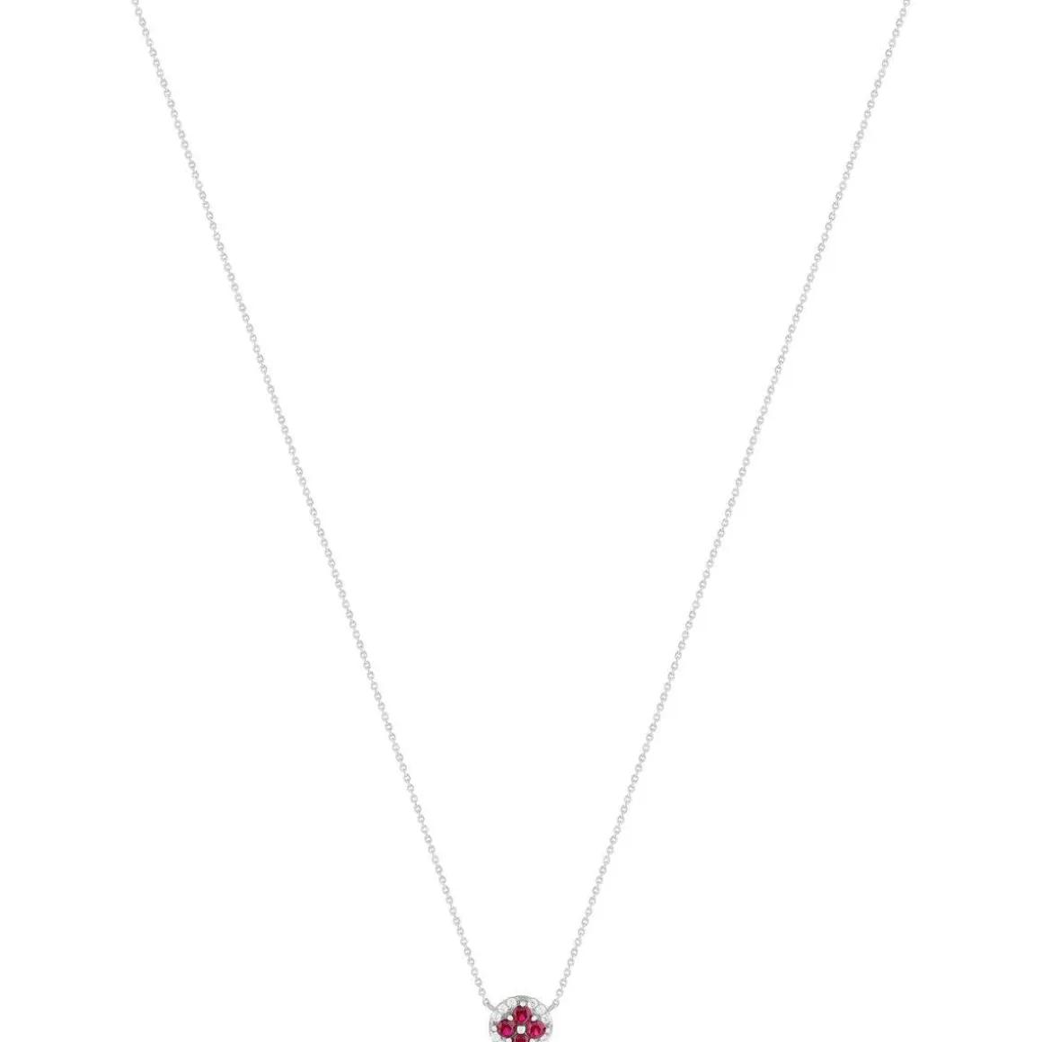 Collier argent 925 pierres synthétiques rouges et zirconias 45cm