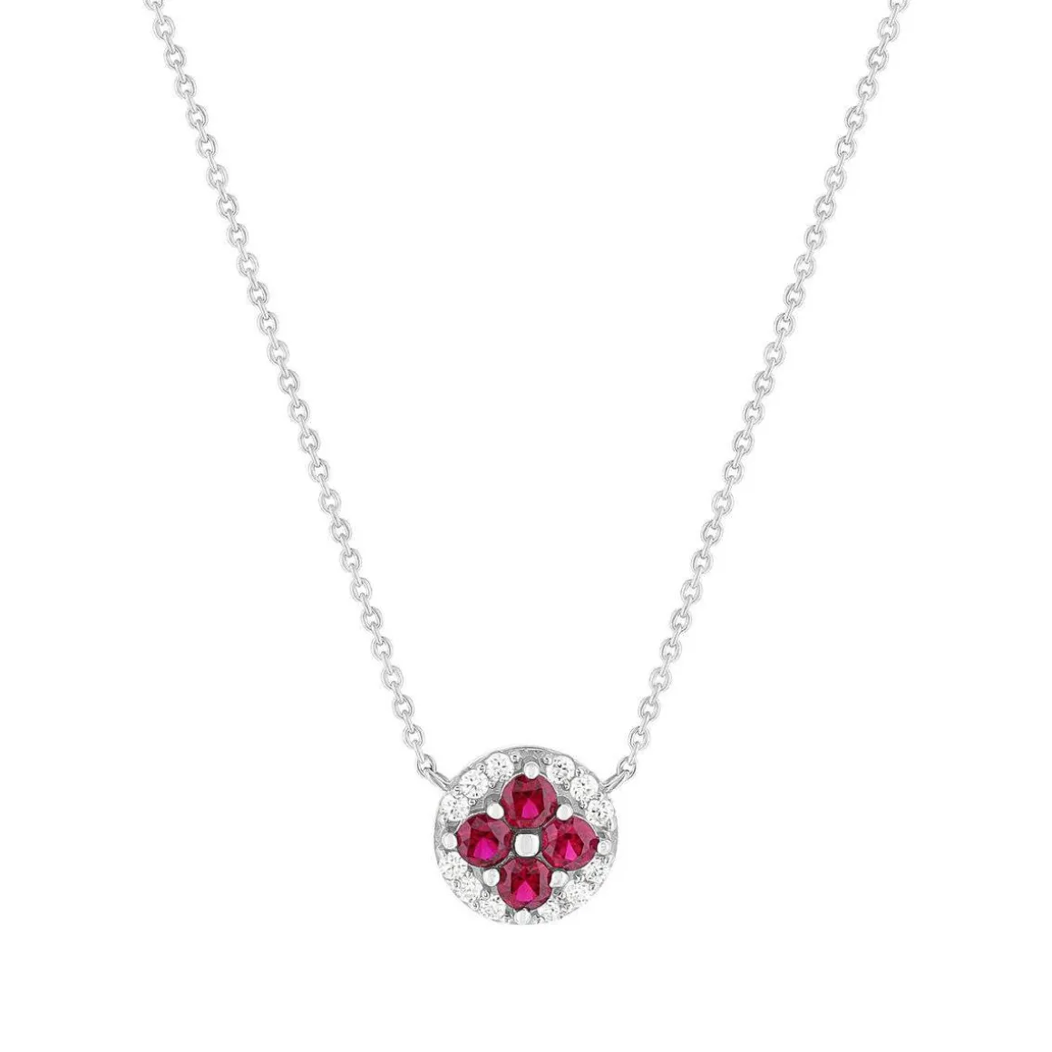 Collier argent 925 pierres synthétiques rouges et zirconias 45cm