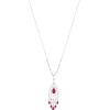 Collier argent 925, pierres synthétiques rouge zirconias 45 cm