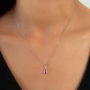 Collier argent 925 pierre synthétique rouge et zirconias 45cm
