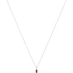Collier argent 925 pierre synthétique rouge et zirconias 45cm