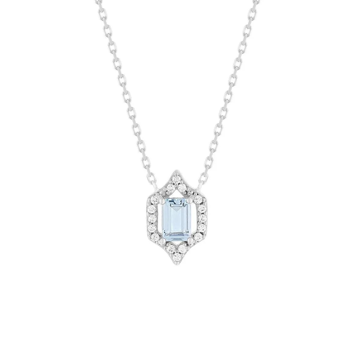 Collier argent 925 pierre synthétique bleue et zirconias 45 cm