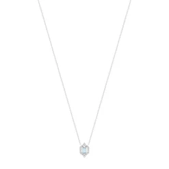 Collier argent 925 pierre synthétique bleue et zirconias 45 cm