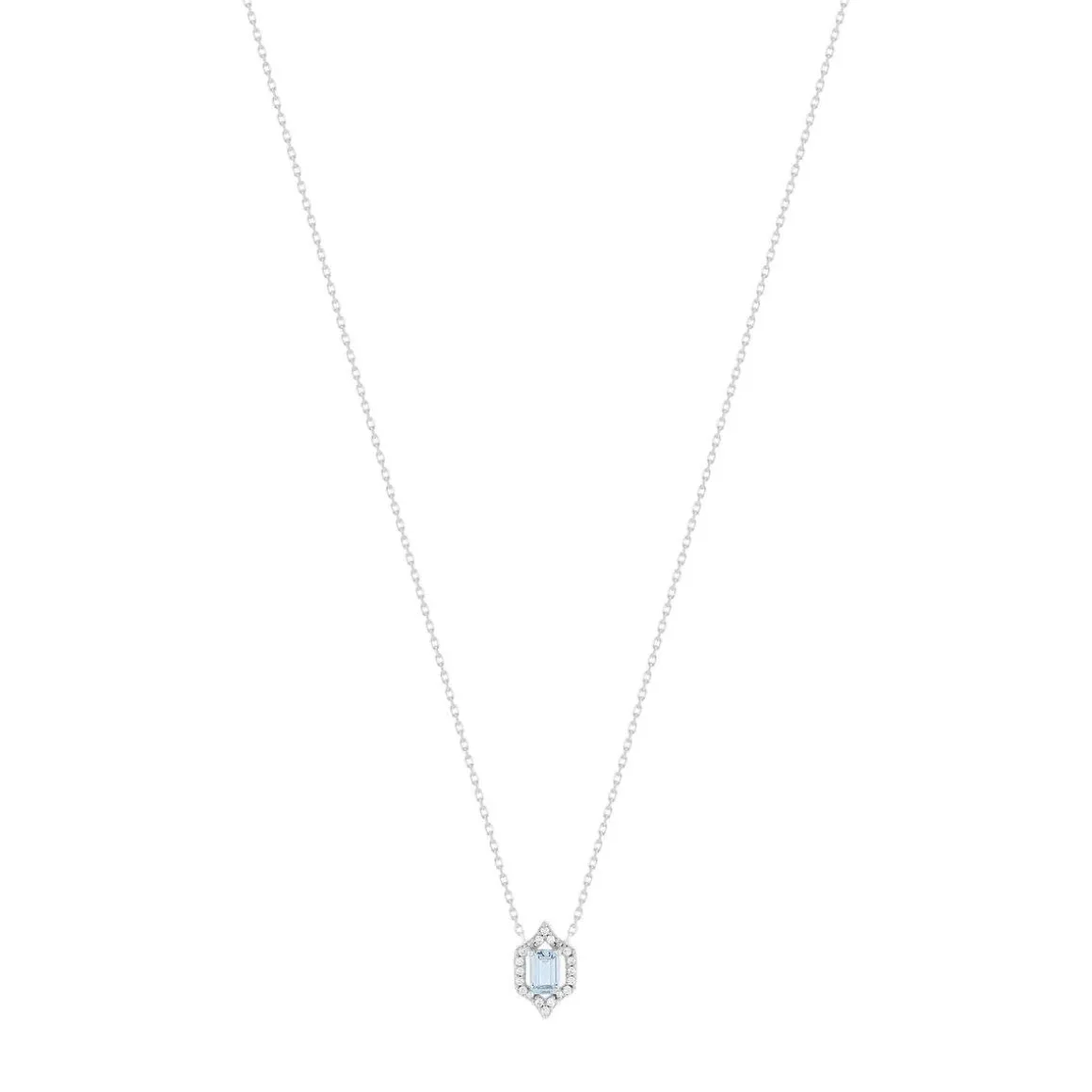 Collier argent 925 pierre synthétique bleue et zirconias 45 cm