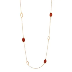Collier argent 925 rose ambre 69cm