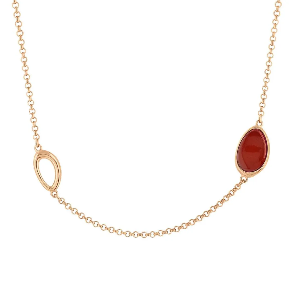 Collier argent 925 rose ambre 69cm