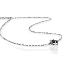 Collier argent 925 saphir 0.33 carat et zirconias 42cm