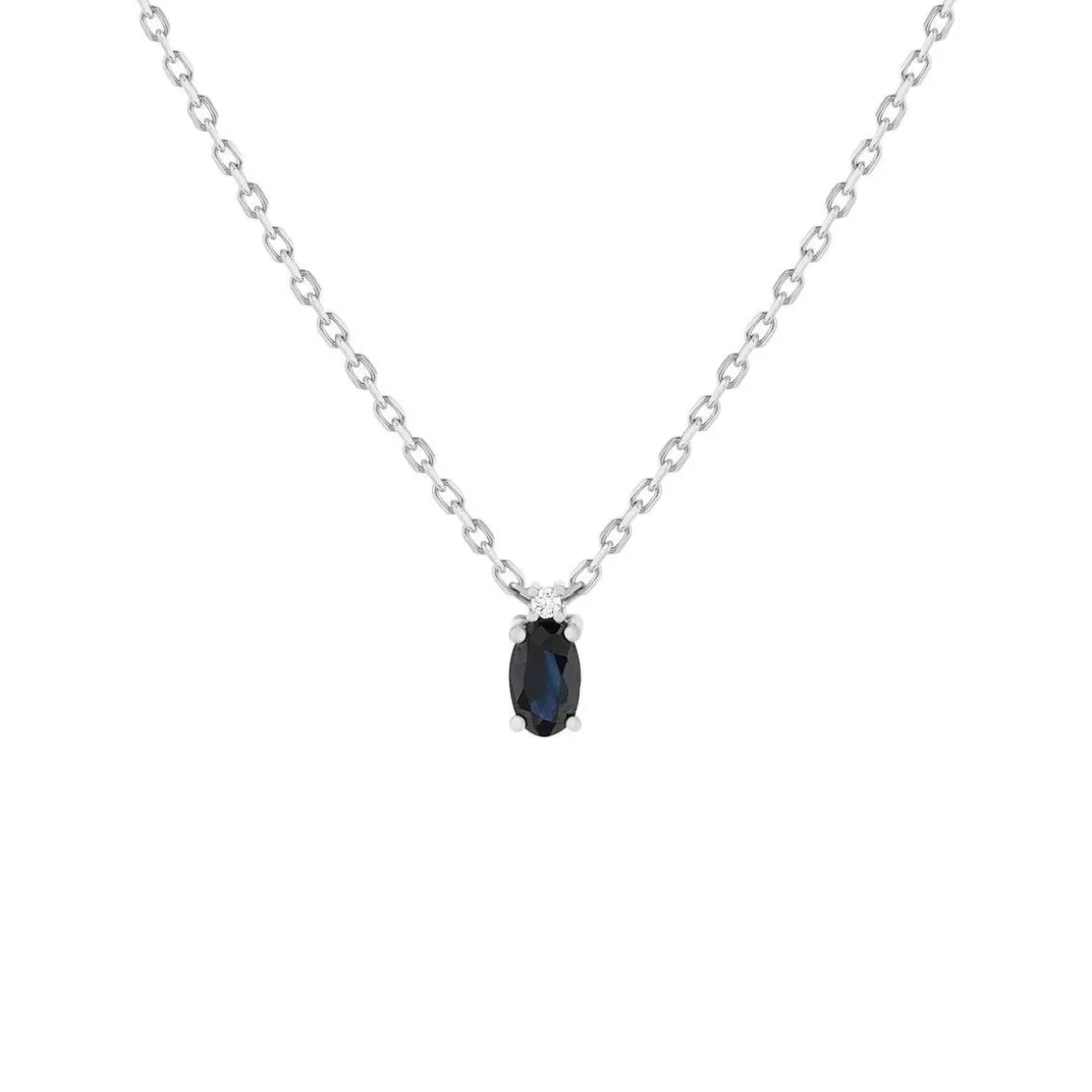 Collier argent 925 saphir 0.33 carat et zirconias 42cm