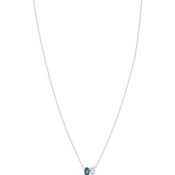 Collier argent 925 topazes bleues traitées 45cm