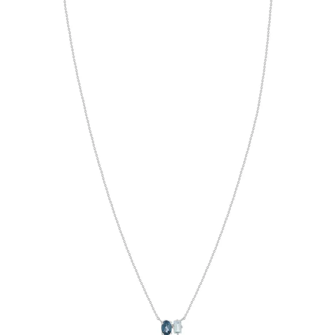 Collier argent 925 topazes bleues traitées 45cm