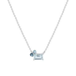 Collier argent 925 topazes bleues traitées 45cm