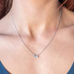 Collier argent 925 topazes bleues traitées 45cm