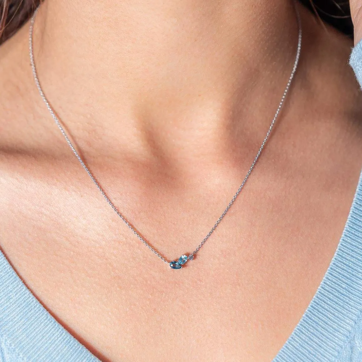 Collier argent 925 topazes 45cm