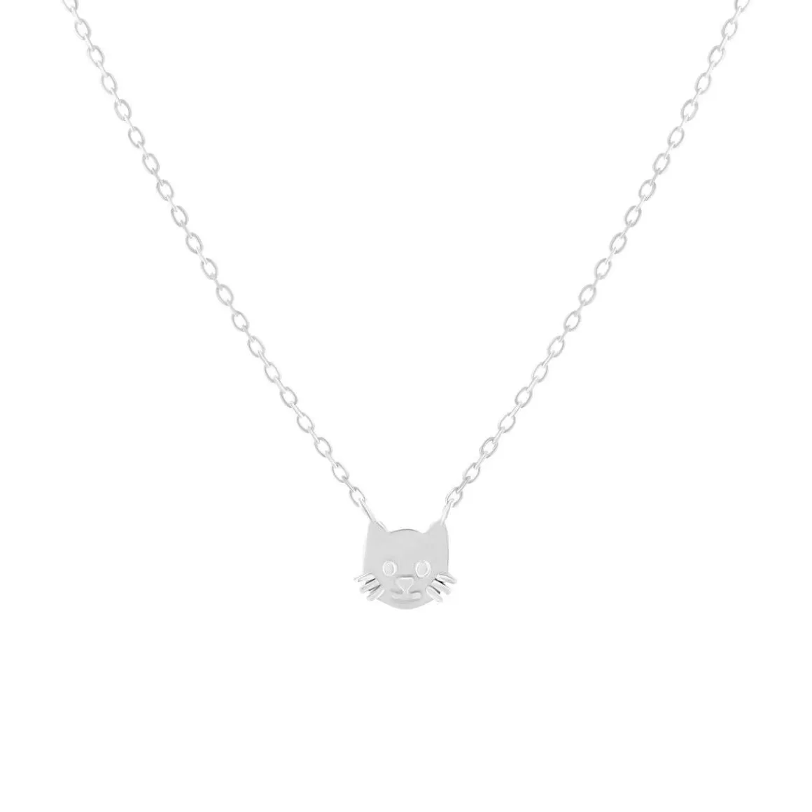 Collier argent 925 tête de chat 37cm
