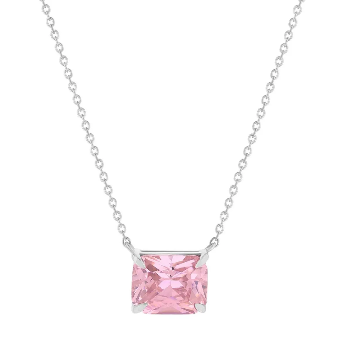 Collier argent 925 zirconia rose 45cm