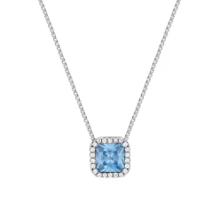 Collier argent 925 zirconias bleu clair et blanc 42cm