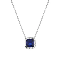Collier argent 925 zirconias bleu foncé et blanc 42cm