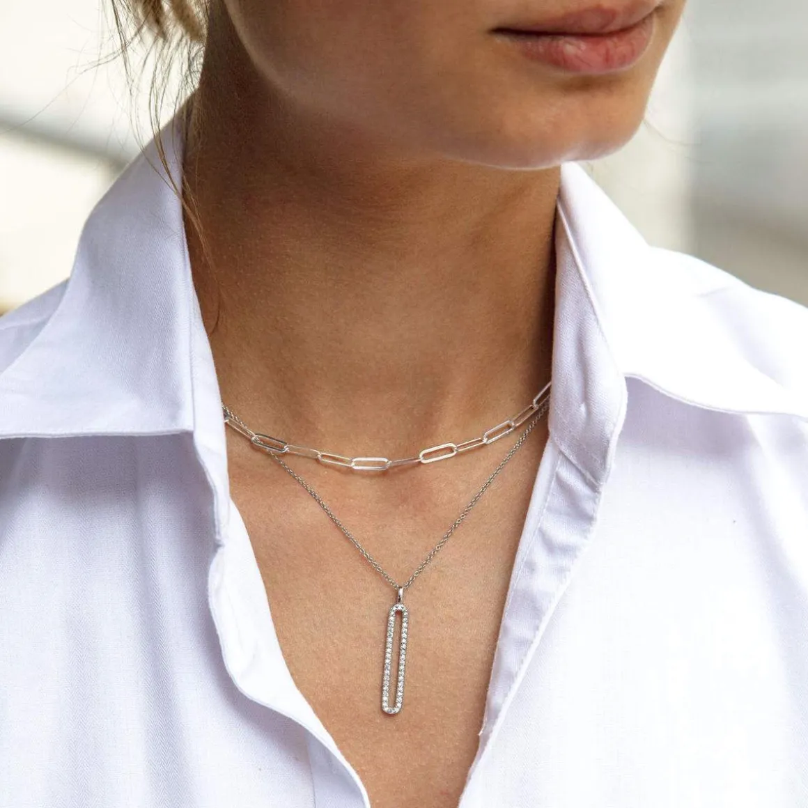 Collier argent 925 zirconias 45 cm
