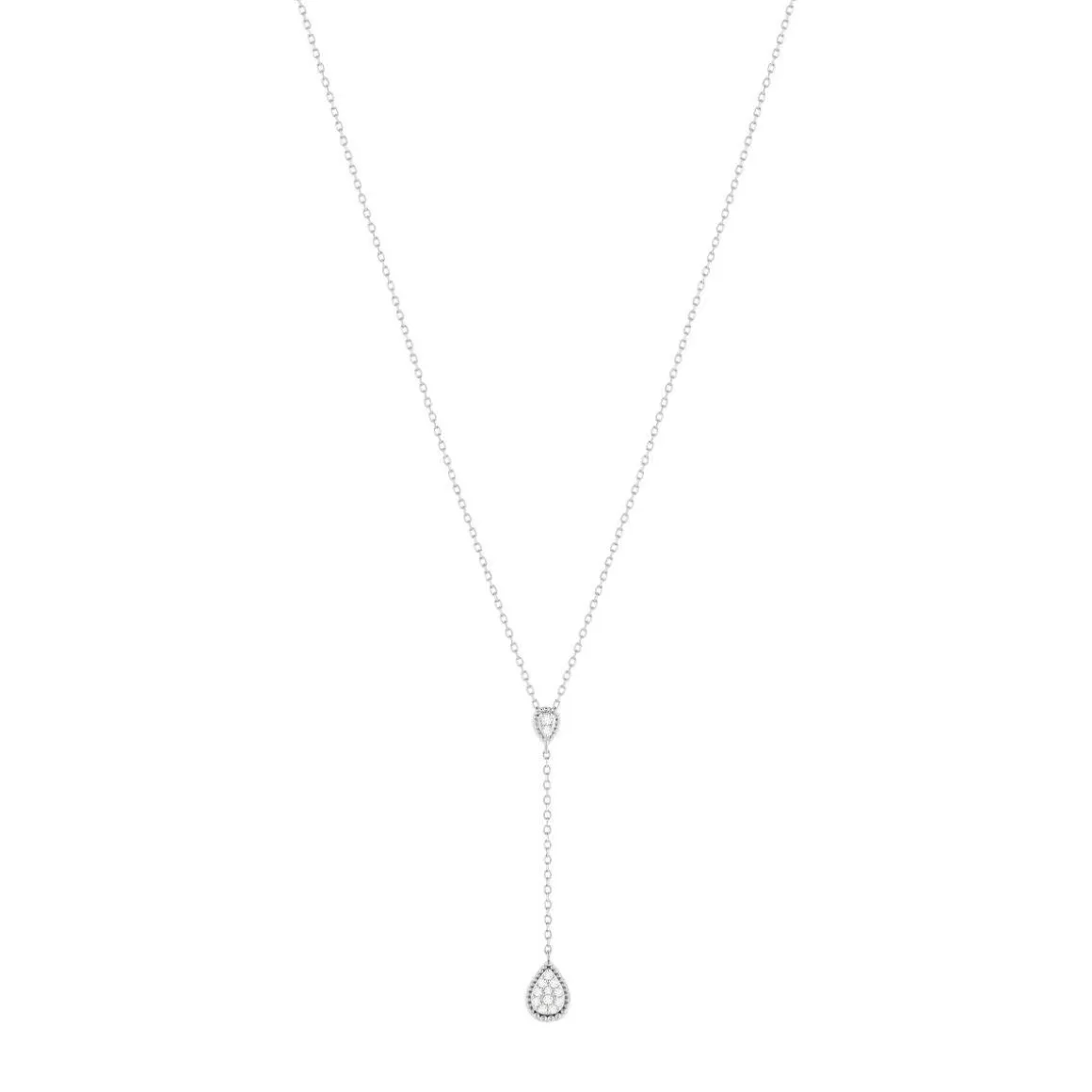 Collier argent 925 zirconias 45 cm forme de goutte