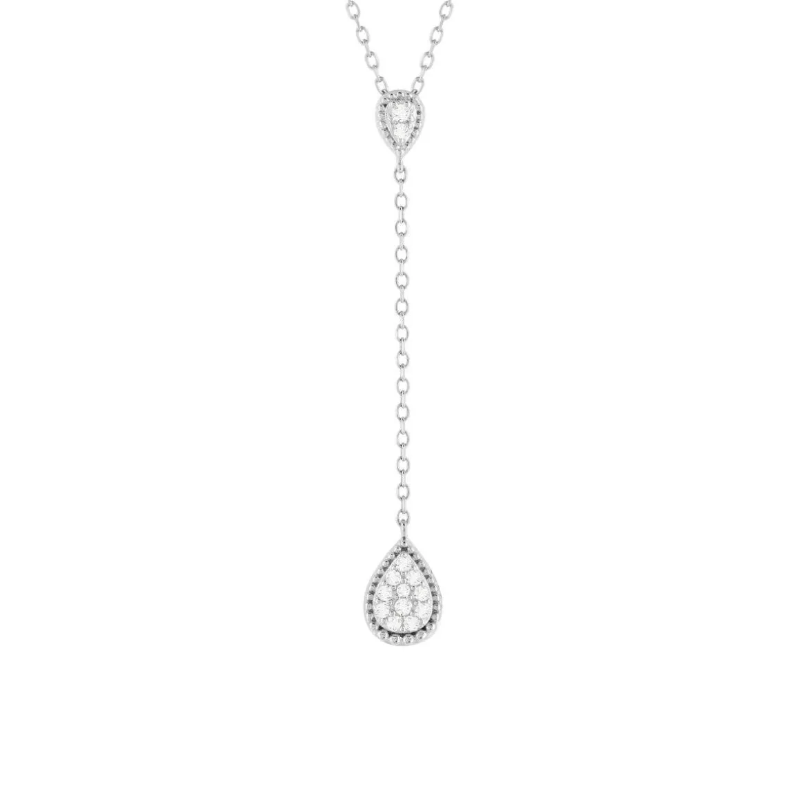 Collier argent 925 zirconias 45 cm forme de goutte