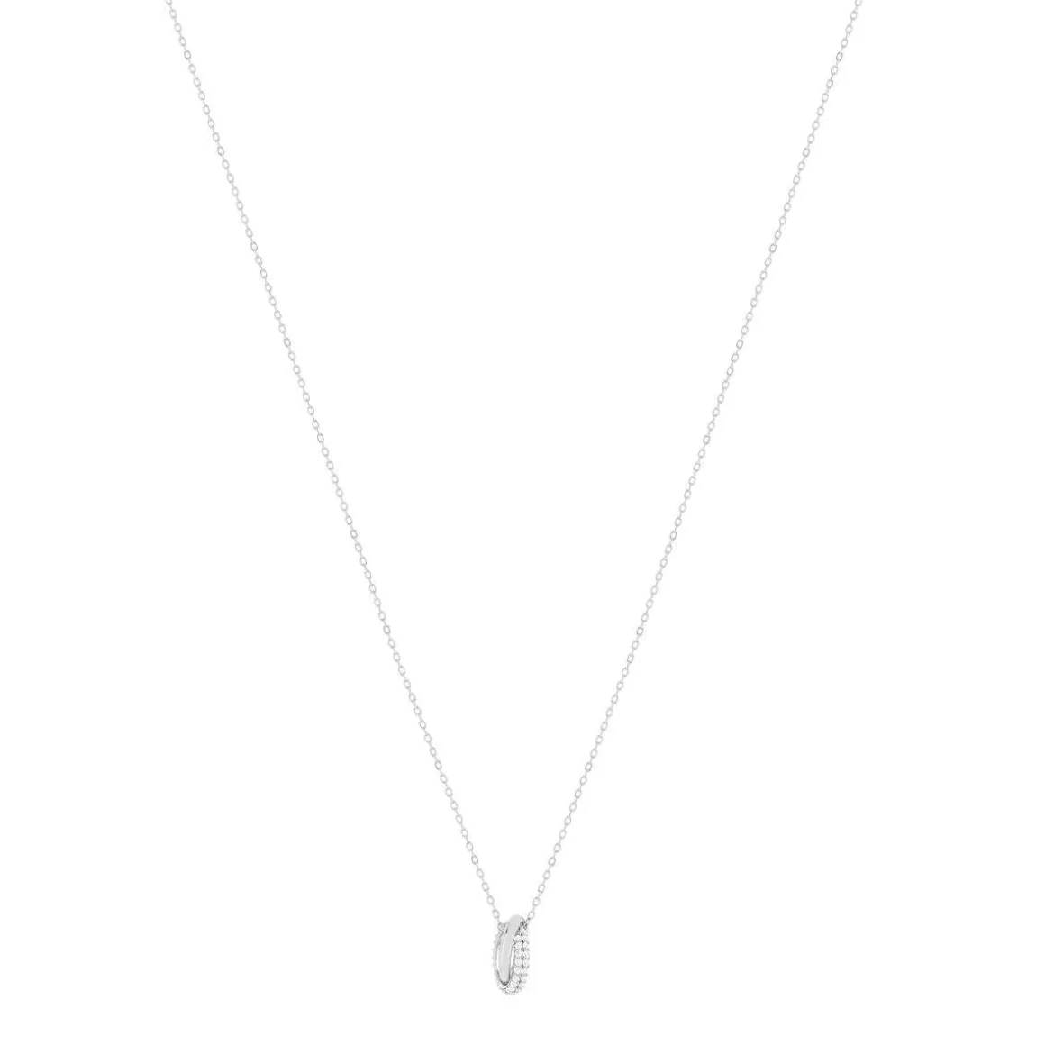 Collier argent 925 zirconias 42 à 45 cm, motif anneaux entrelacés