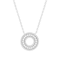 Collier argent 925 zirconias 45 cm motif cercle