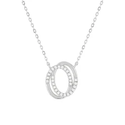 Collier argent 925 zirconias 45 cm motif anneaux