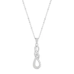 Collier argent 925, zirconias. Longueur 45 cm.