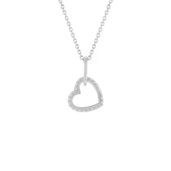 Collier argent 925 zirconias motif anneau et coeur entrelacés 45 cm
