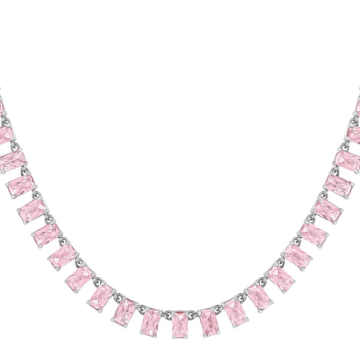 Collier argent 925 zirconias roses 43cm