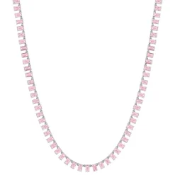 Collier argent 925 zirconias roses 43cm