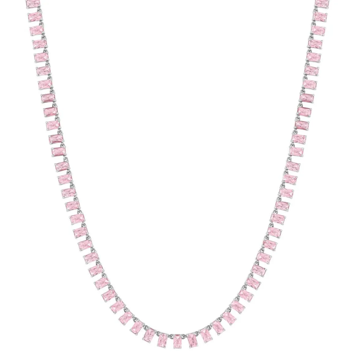 Collier argent 925 zirconias roses 43cm