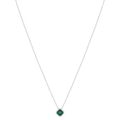 Collier argent 925 zirconias verts et blancs 42cm