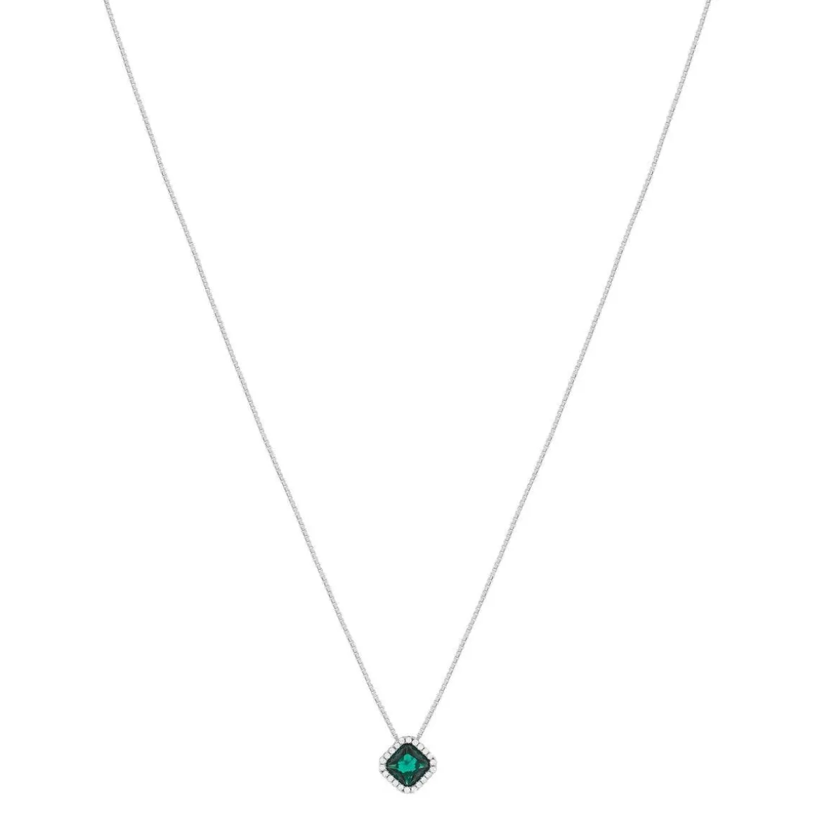 Collier argent 925 zirconias verts et blancs 42cm