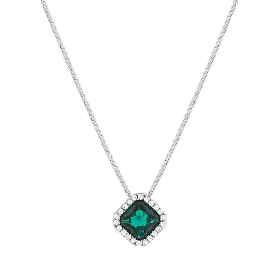 Collier argent 925 zirconias verts et blancs 42cm