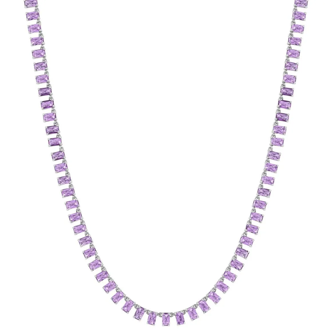 Collier argent 925 zirconias violets 43cm