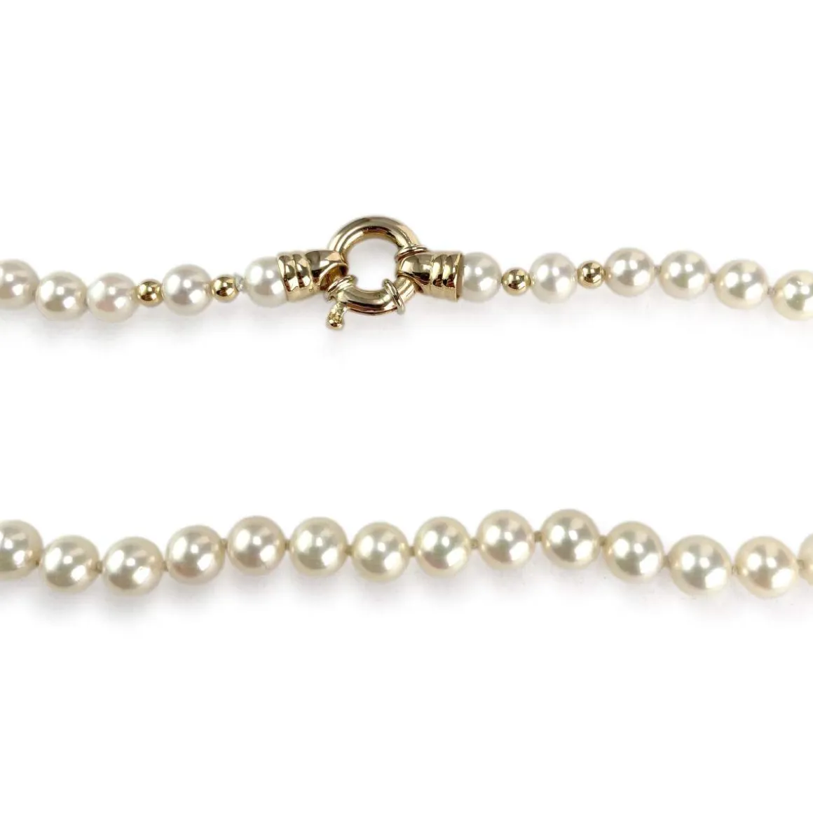 Collier choker d'occasion or 750 jaune perles de culture du japon 51cm